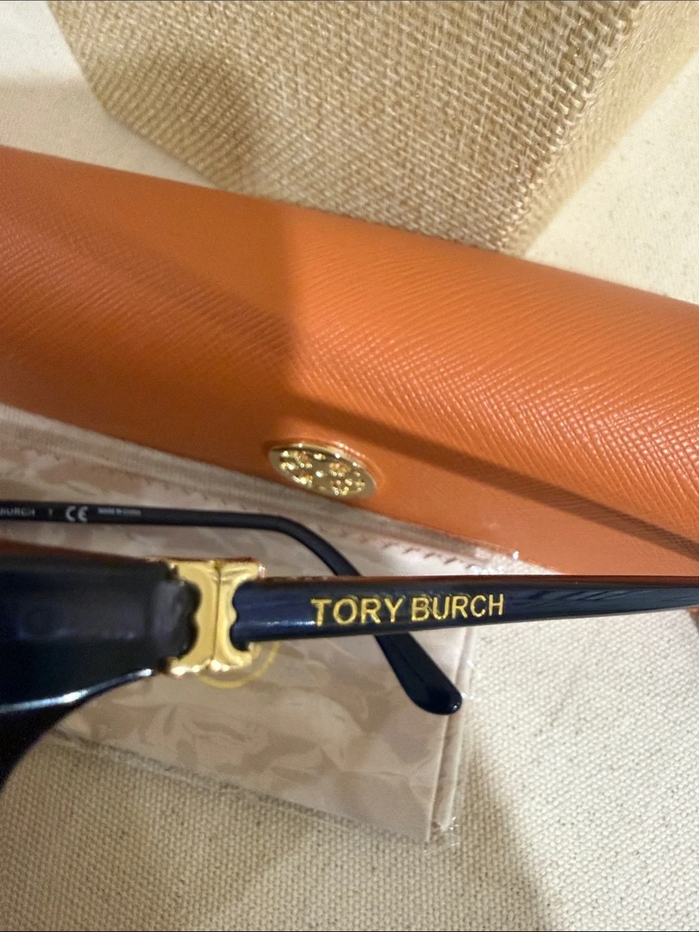 Tory Burch Navy Cat-Eye Optical Glasses with Orange Logo Case-RX ready No Lenses